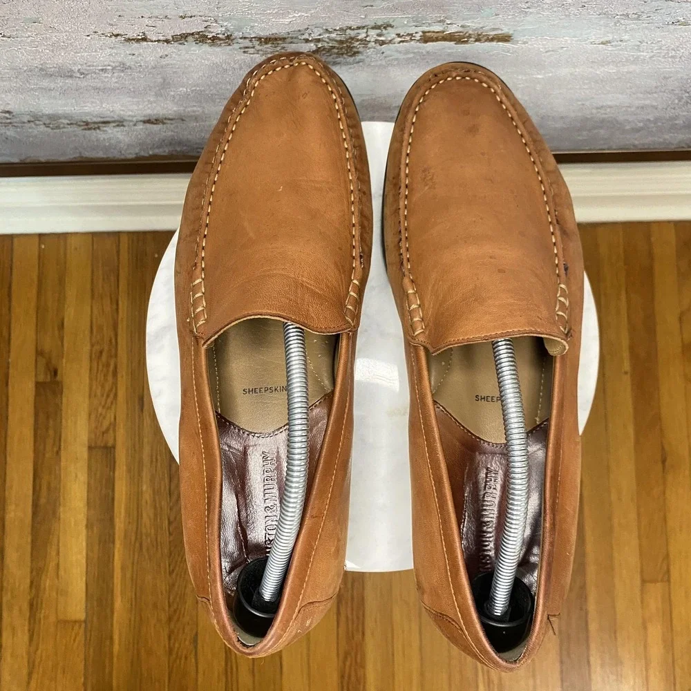 Johnston & Murphy Shoes Mens Size 11.5 Brown Leather Slip On Loafers 20-8470